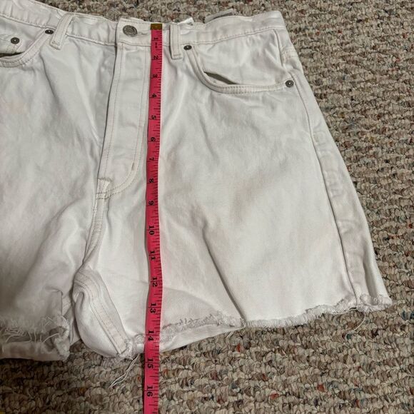 & Other Stories White Denim Button Fly Shorts- Size 8 - Picture 8 of 11
